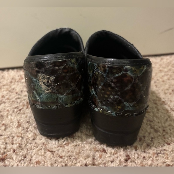 Danita Leather Snake Print Clogs, Blue/Green/Black, Size 36 - Picture 3 of 12